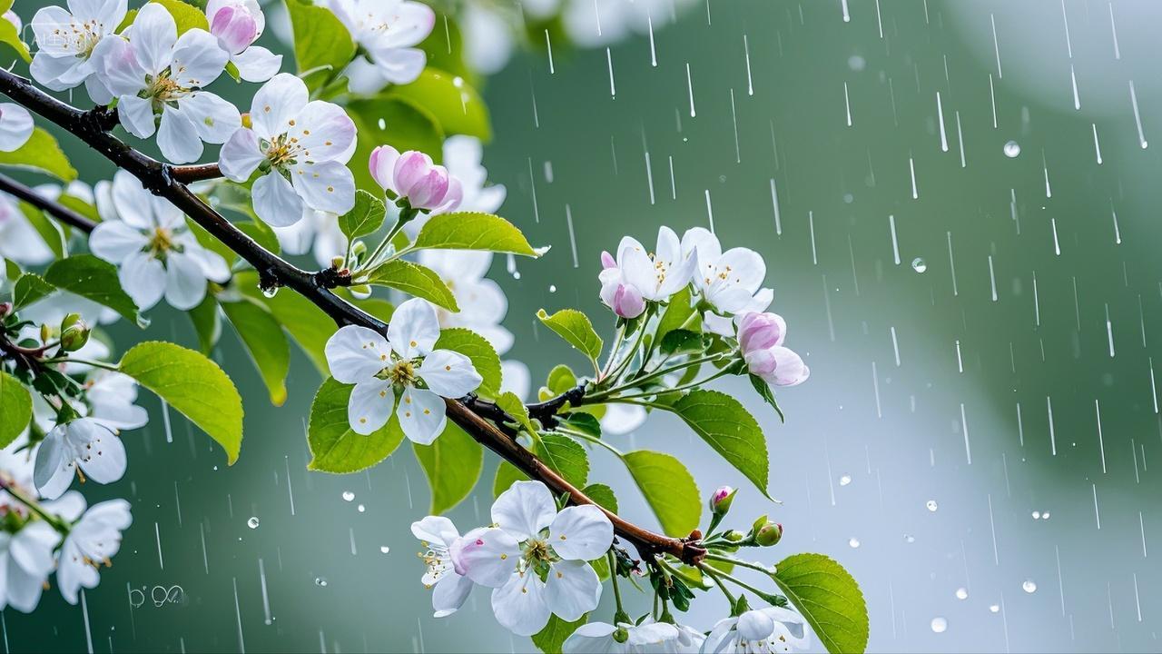 在风雨中盛开的鲜花朵花卉自然风景壁纸