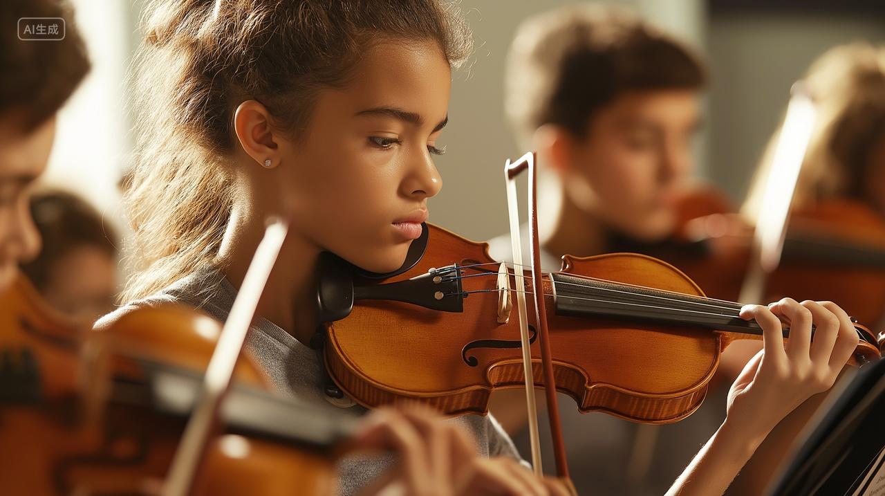 外国小孩小提琴特写小提琴培训