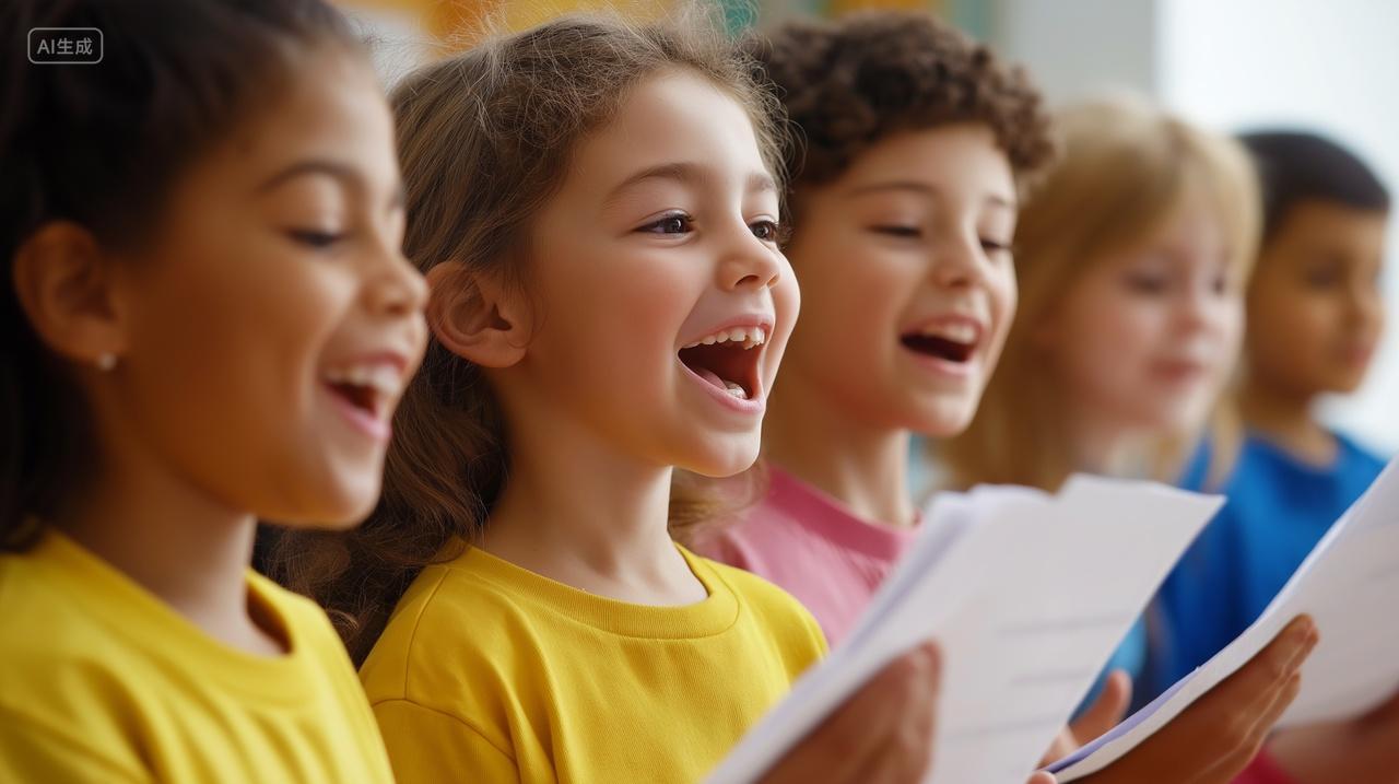 外国小孩在音乐房练习音乐