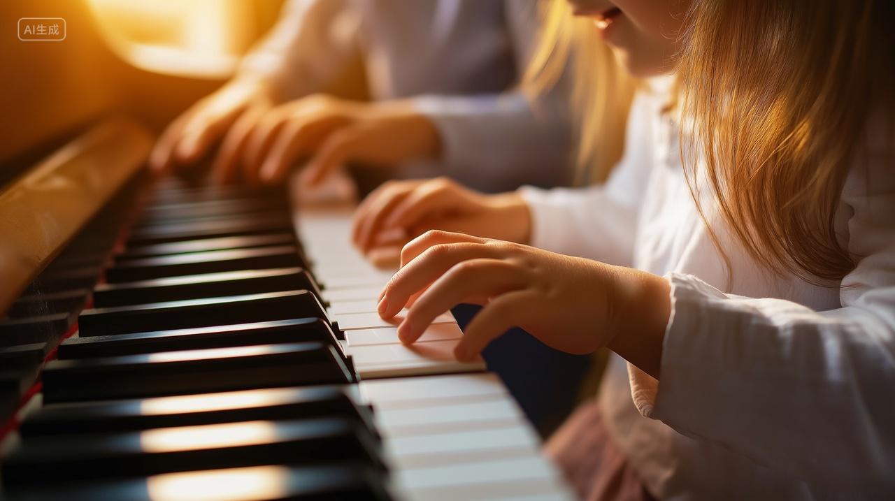 钢琴培训手指放在黑白键钢琴上学习钢琴