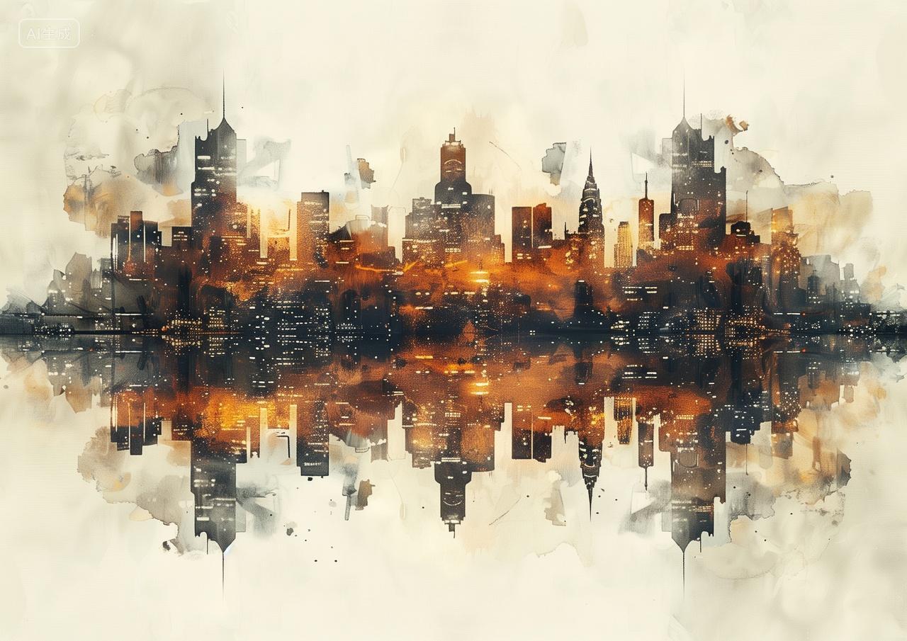 涂鸦风格的都市黄昏