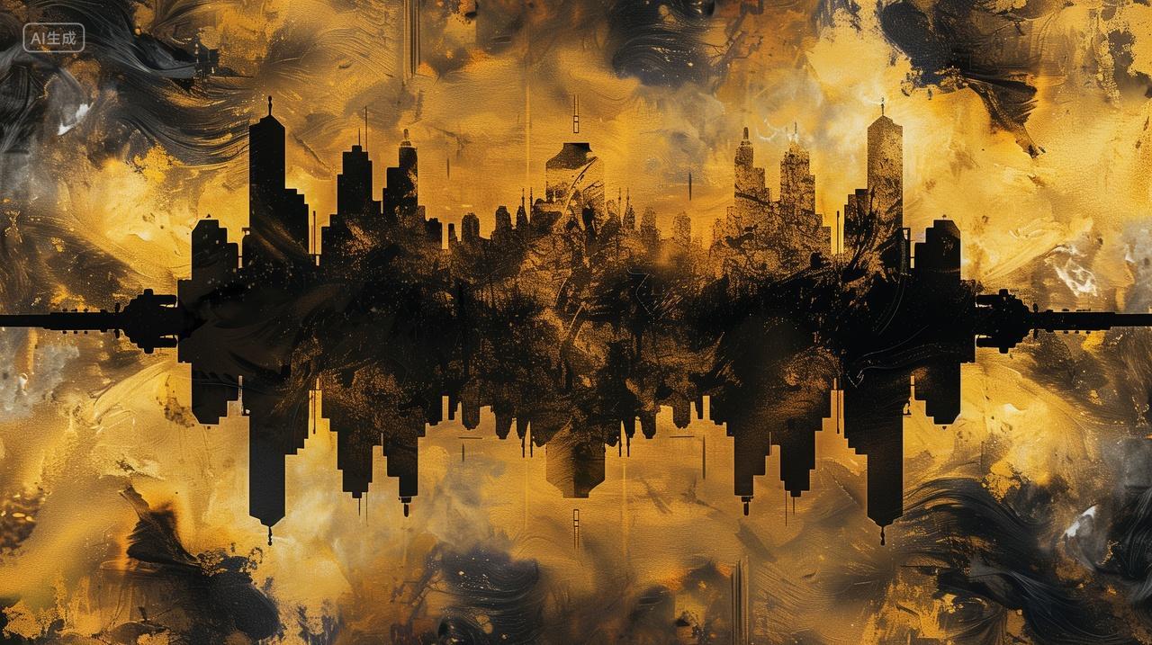 金色抽象城市剪影