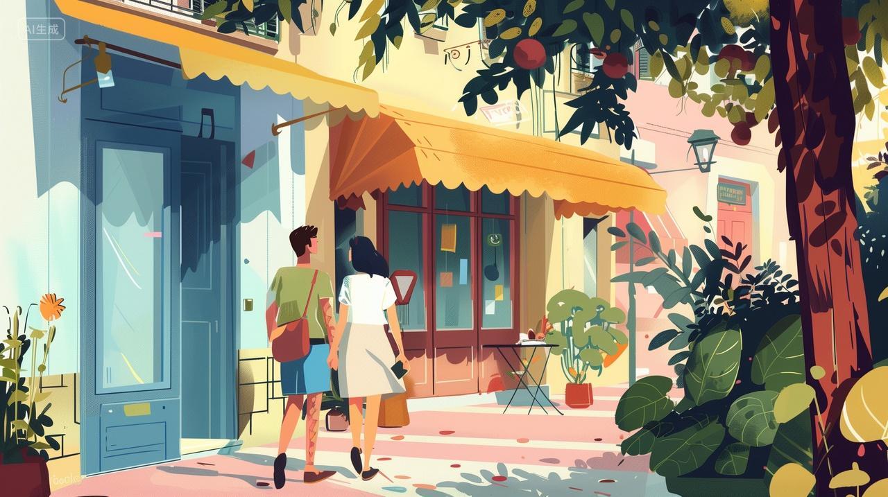 文艺小镇的阳光街角