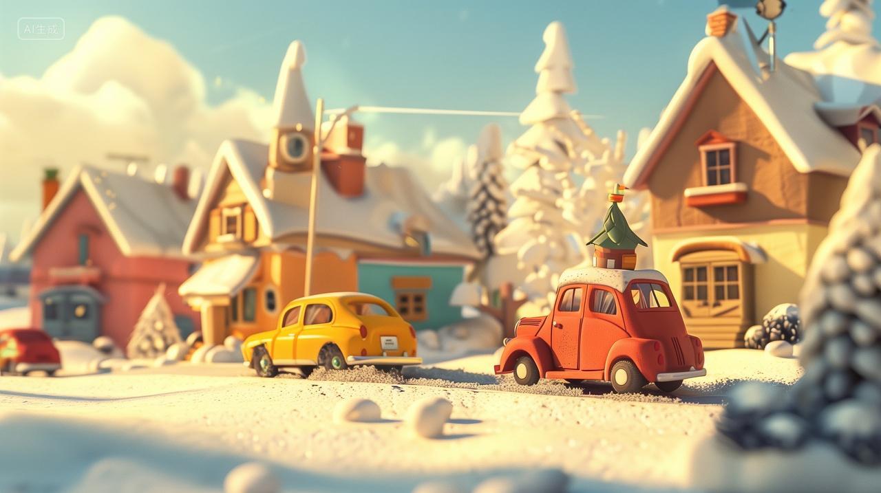 冬日乡村的温馨时光雪地中的节日气氛