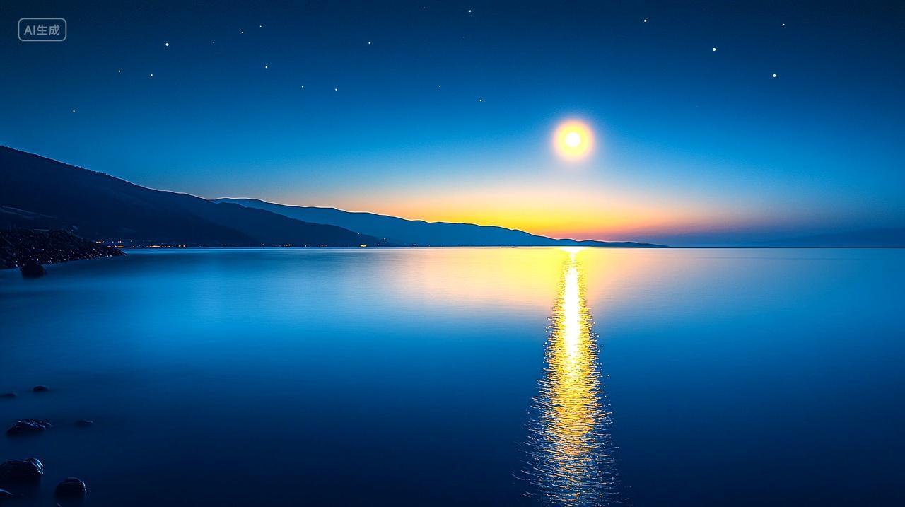 月光下的海洋
