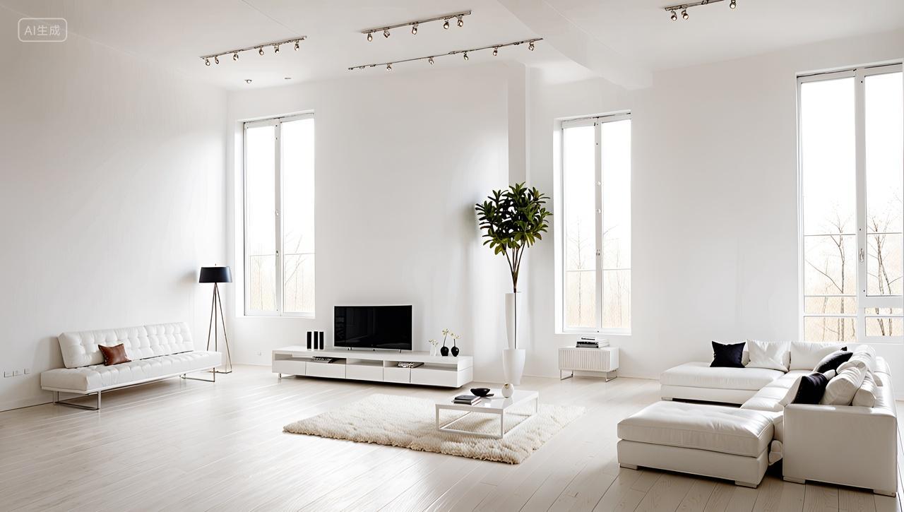 现代简约客厅白色沙发室内装修设计宣传