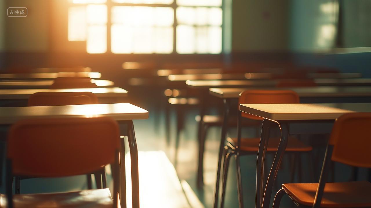 教室里面的课桌特写空教室小学教育