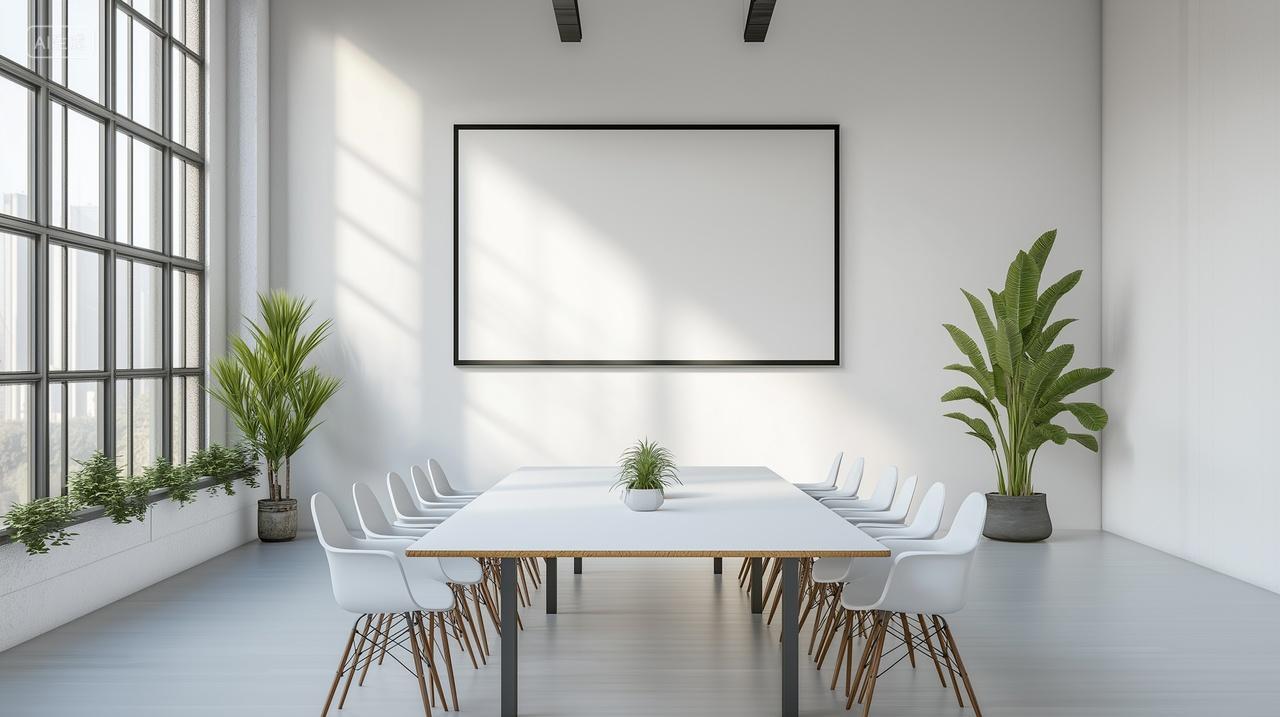 企业简约商务会议多媒体办公室