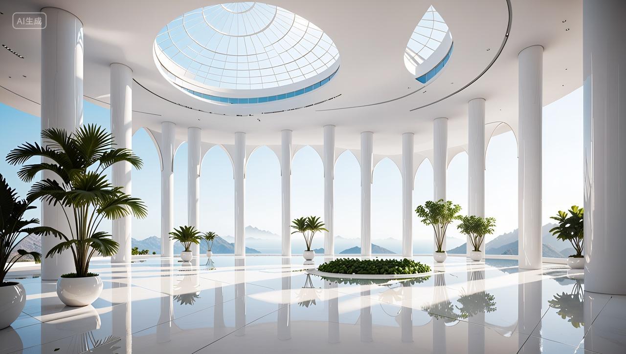 西方抽象长廊建筑海景建筑