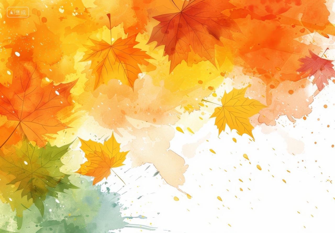 秋天水彩风格枫叶背景