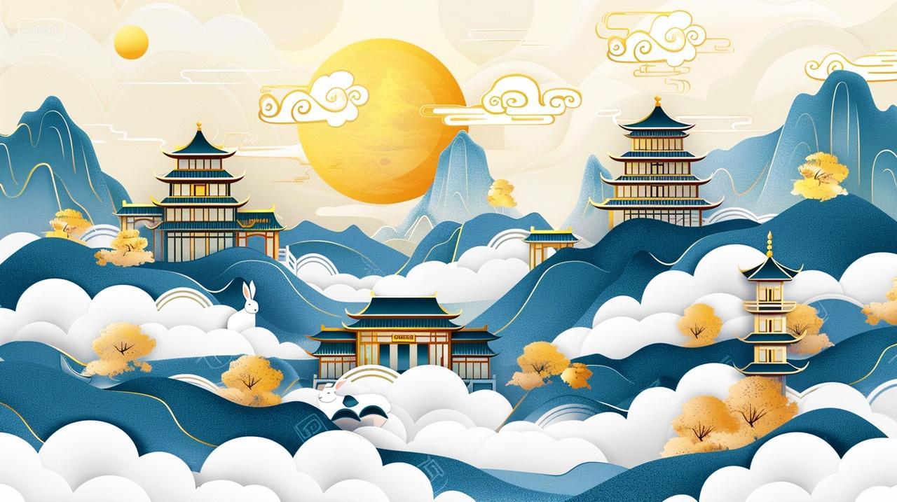 传统节日中秋节中国风插画背景