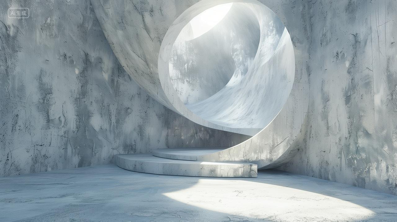 白色螺旋楼梯在现代建筑中的极简设计