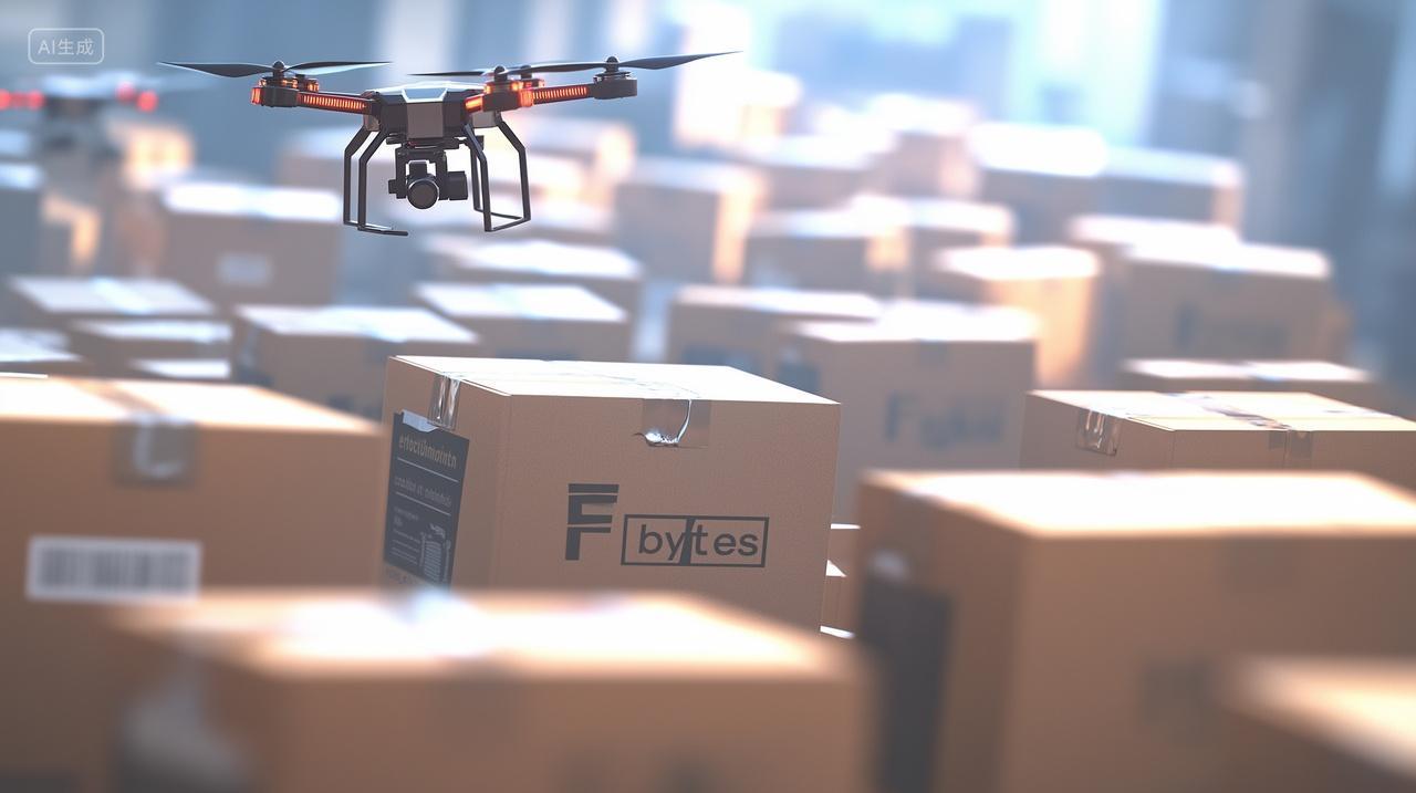 无人机分类物流箱子国际物流背景