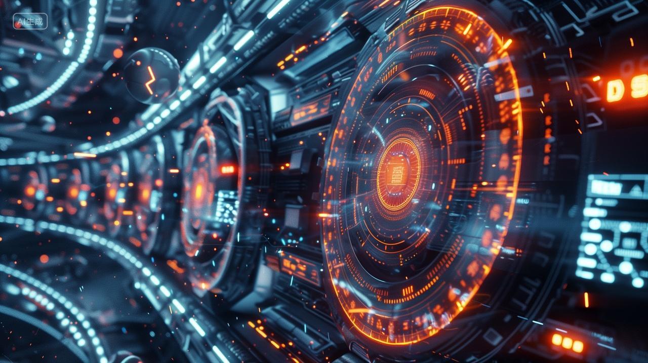 未来红色与蓝色交织的科技电路