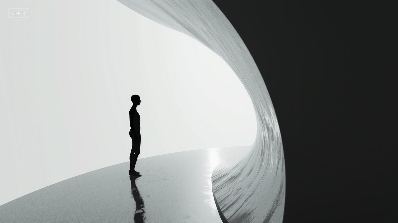 黑白抽象风格线条与人物