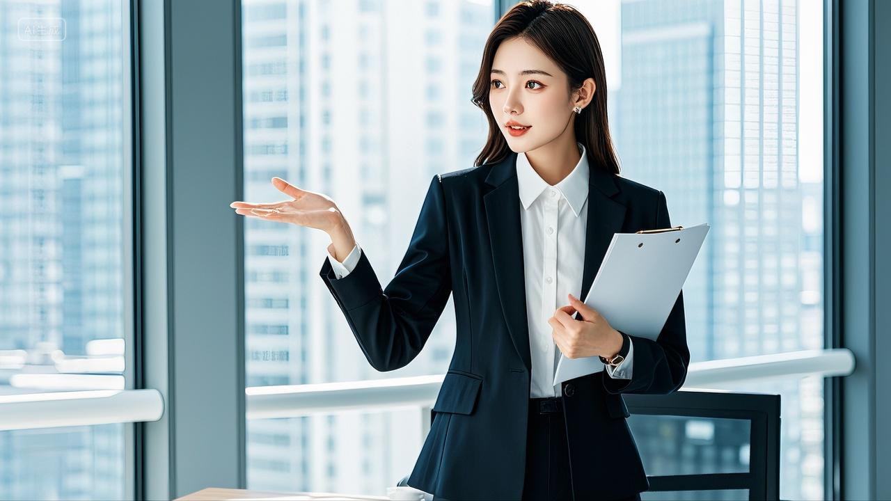 商务女士办公室讲解动作商务培训