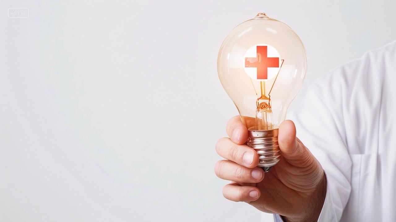 创意手拿灯笼医疗科技背景