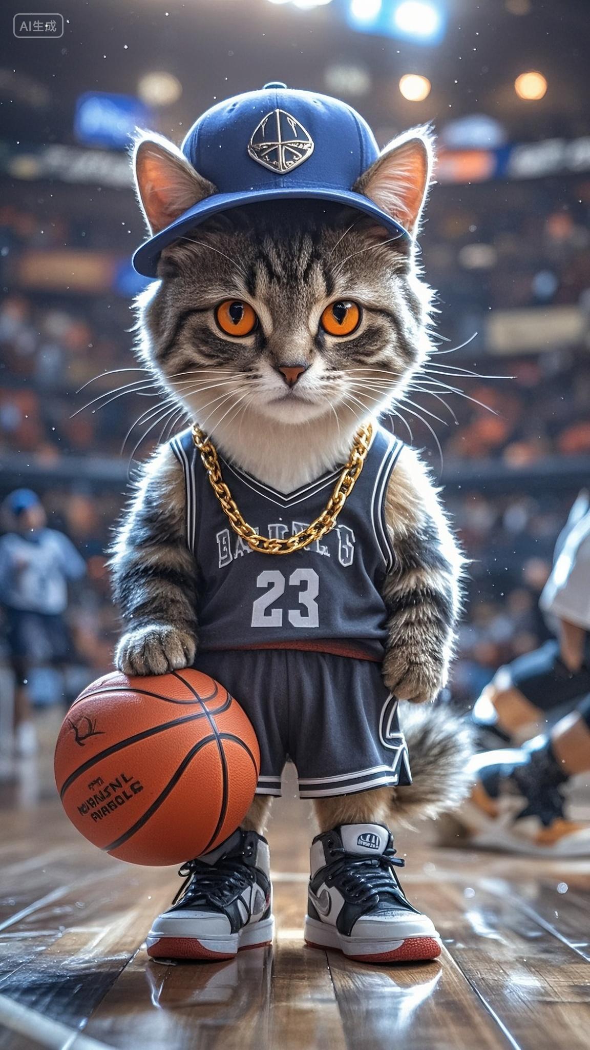 猫咪篮球运动服海报背景