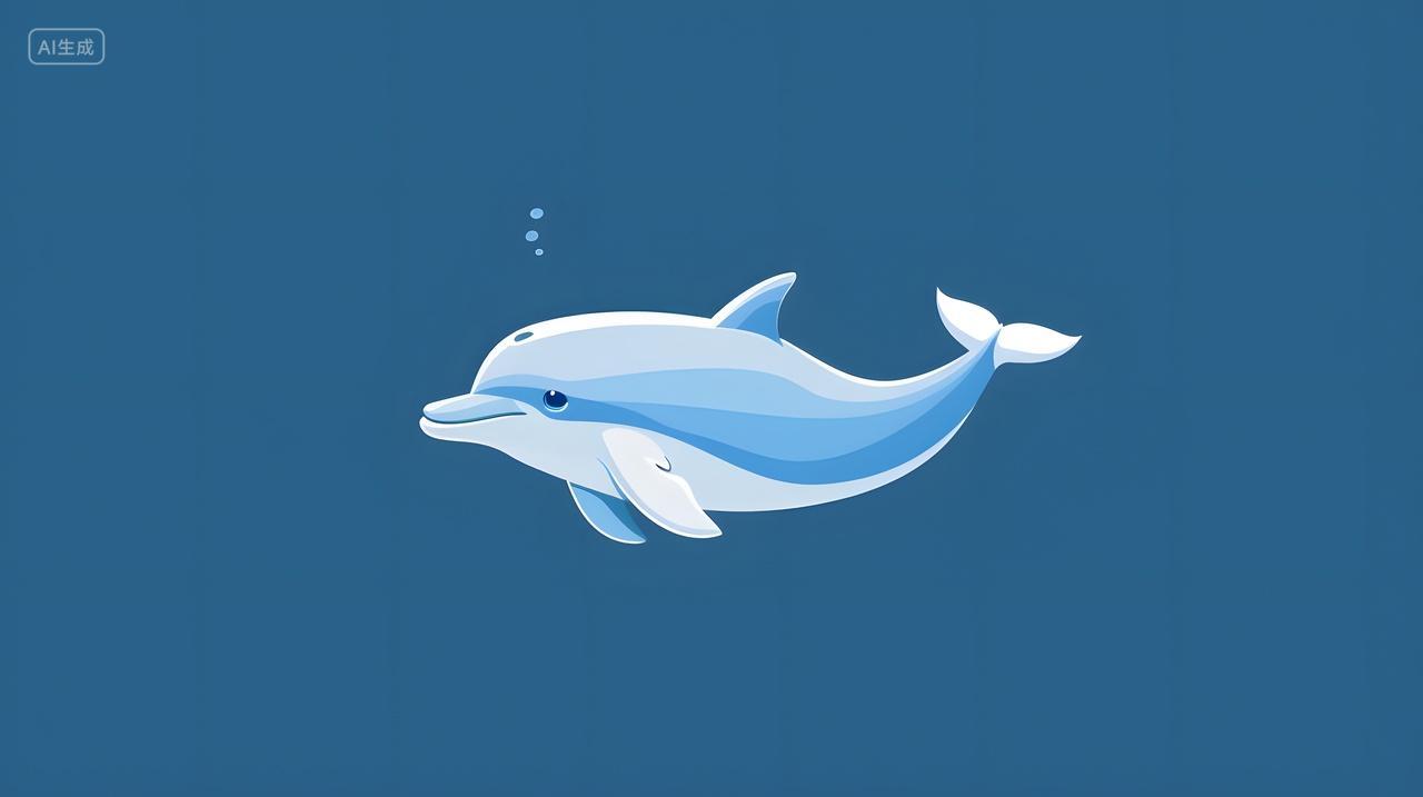 蓝色海洋中的海豚插画