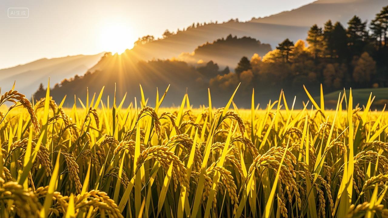 稻田里成熟的稻子稻谷粮食农业发展