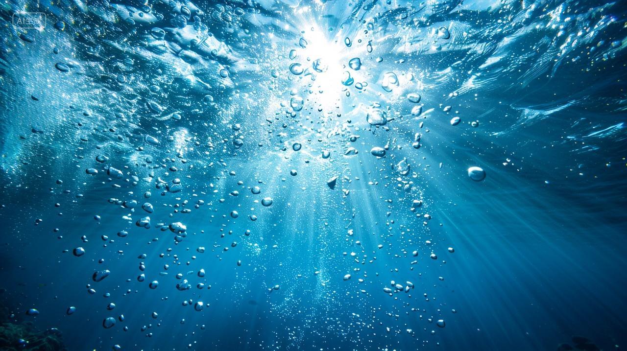 海洋阳光水泡蓝色背景