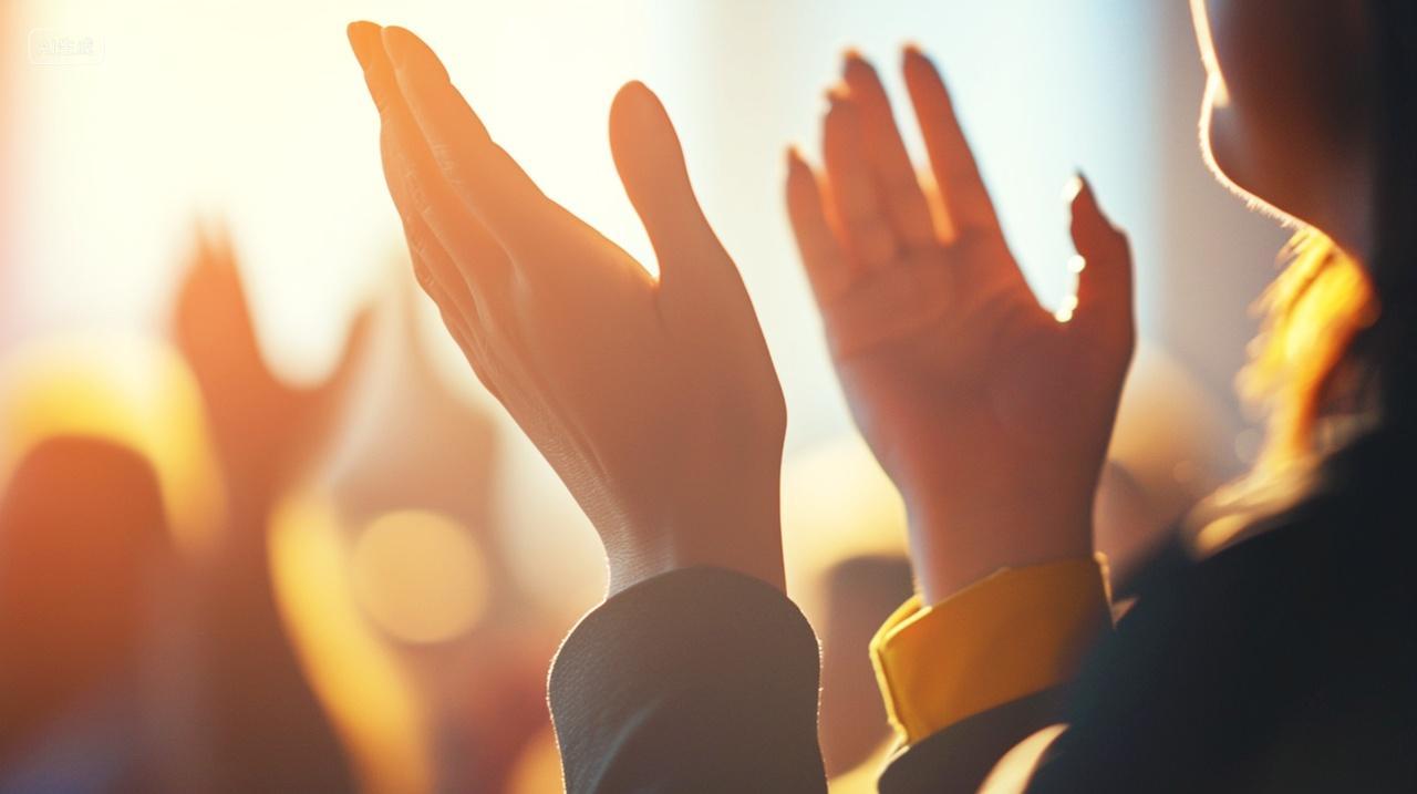 商务为成功的商务研讨会鼓掌欢呼背景