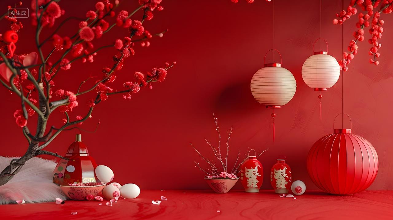 红色中国风节日装饰