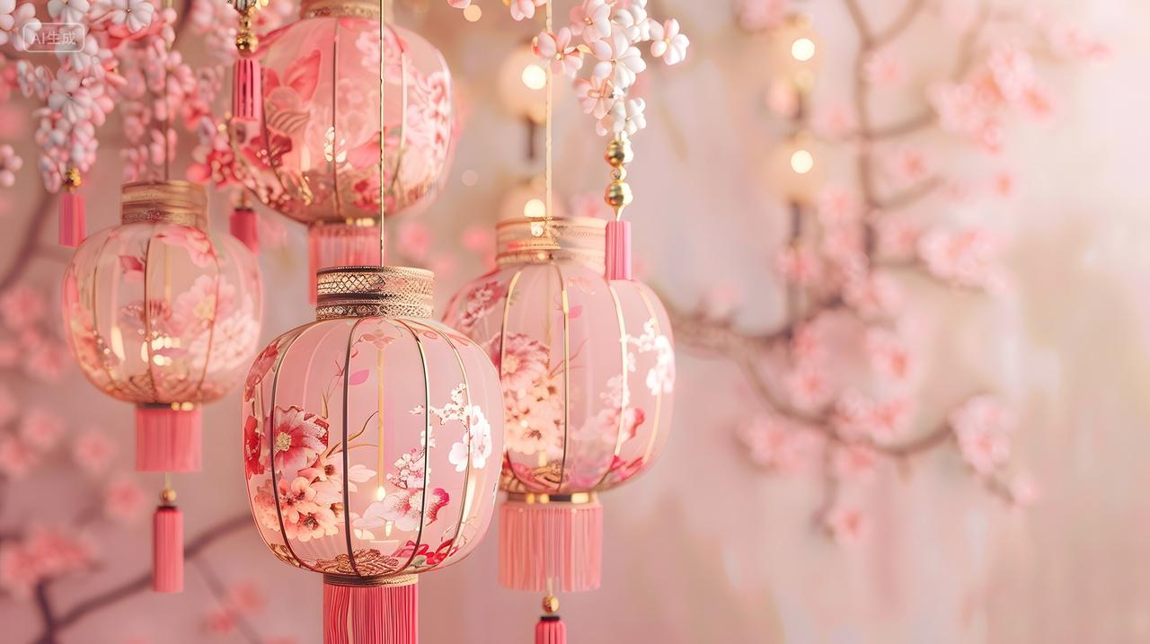 粉色樱花灯笼挂饰春季装饰
