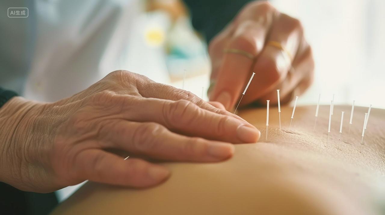 实拍传统中医背部针灸养生