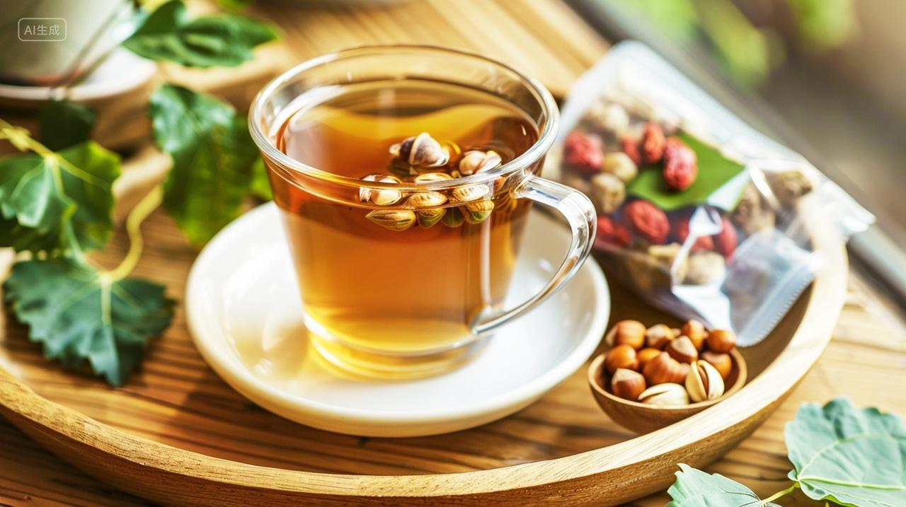 实拍一杯泡开的枸杞决明子中药材茶水药材