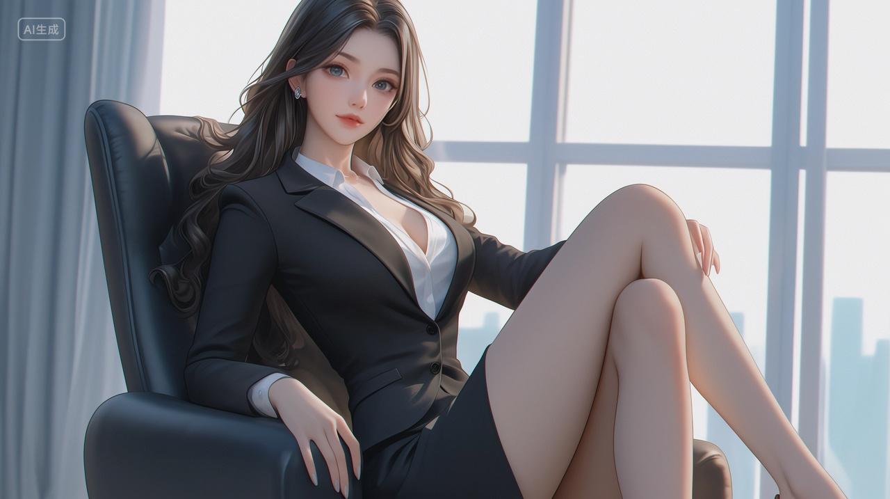 穿着西装的漂亮女孩插画头像