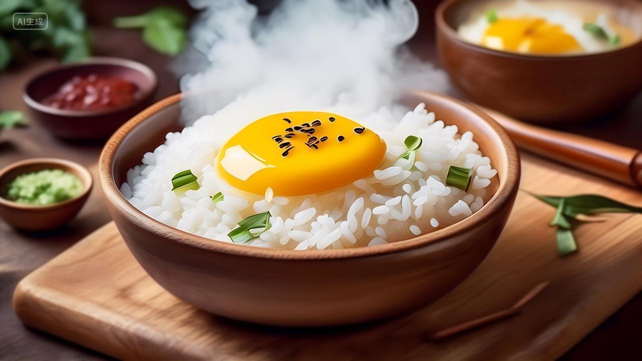 健康饮食冒着热气的稻谷大米白米饭