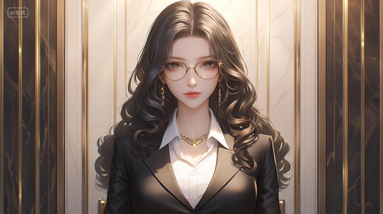 穿着西装的漂亮女孩插画头像