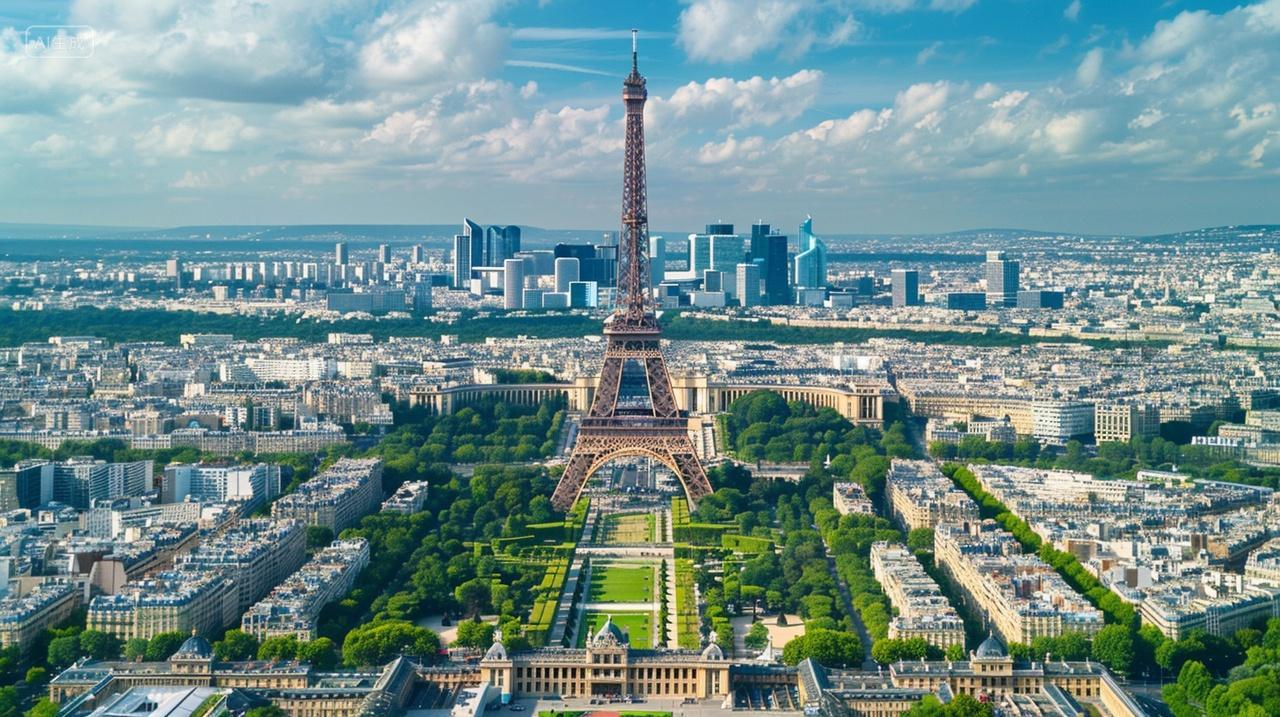 法国巴黎埃菲尔铁塔城市景观风景旅游