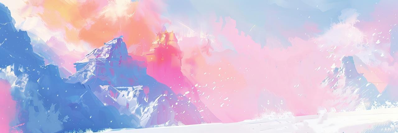 岩彩斑驳缤纷雪山背景