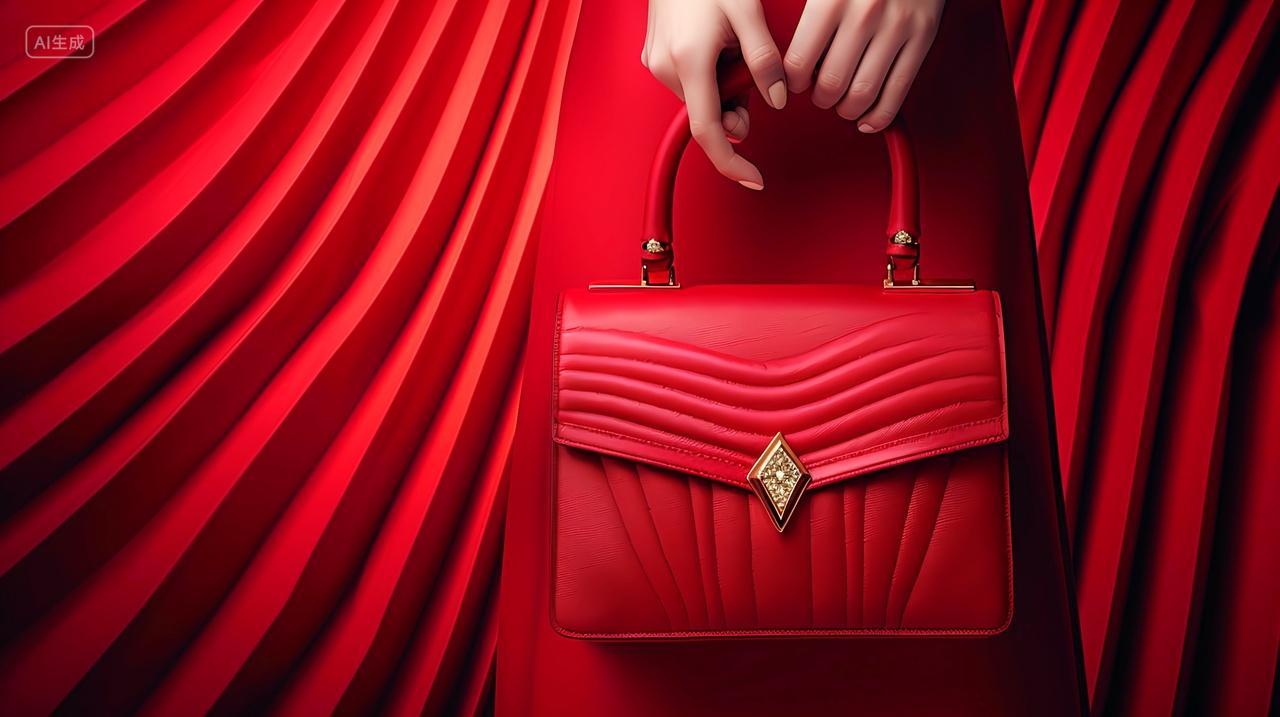 红色女士优雅高贵皮包