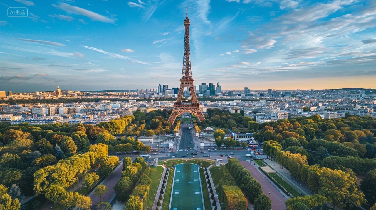 法国巴黎埃菲尔铁塔城市景观风景旅游