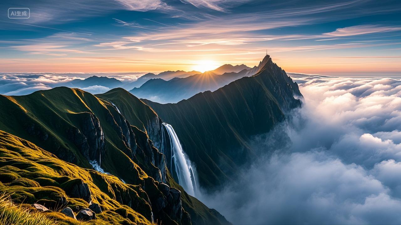 峨眉山峰公路云海天际线风景壁纸旅游
