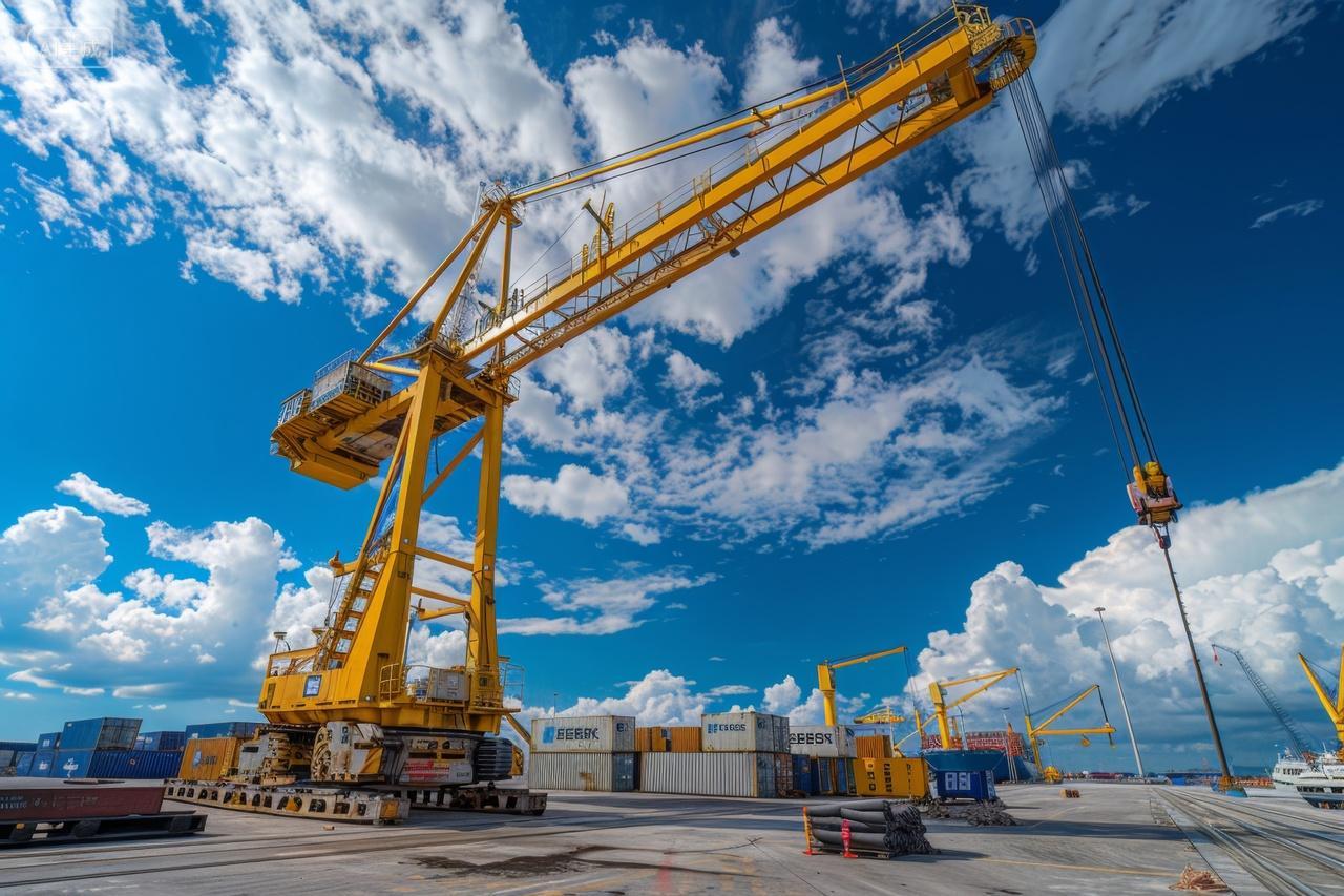 工作中的港口起重机