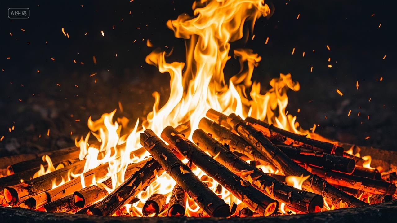 火焰夜晚篝火火堆篝火晚会风景背景