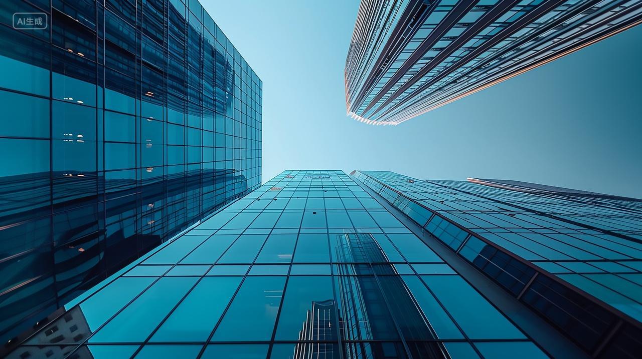 低角度仰拍商务城市高楼大厦建筑外部