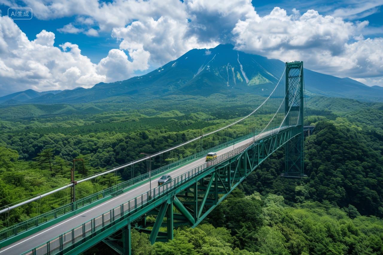 坐落在绿色森林中的高架桥