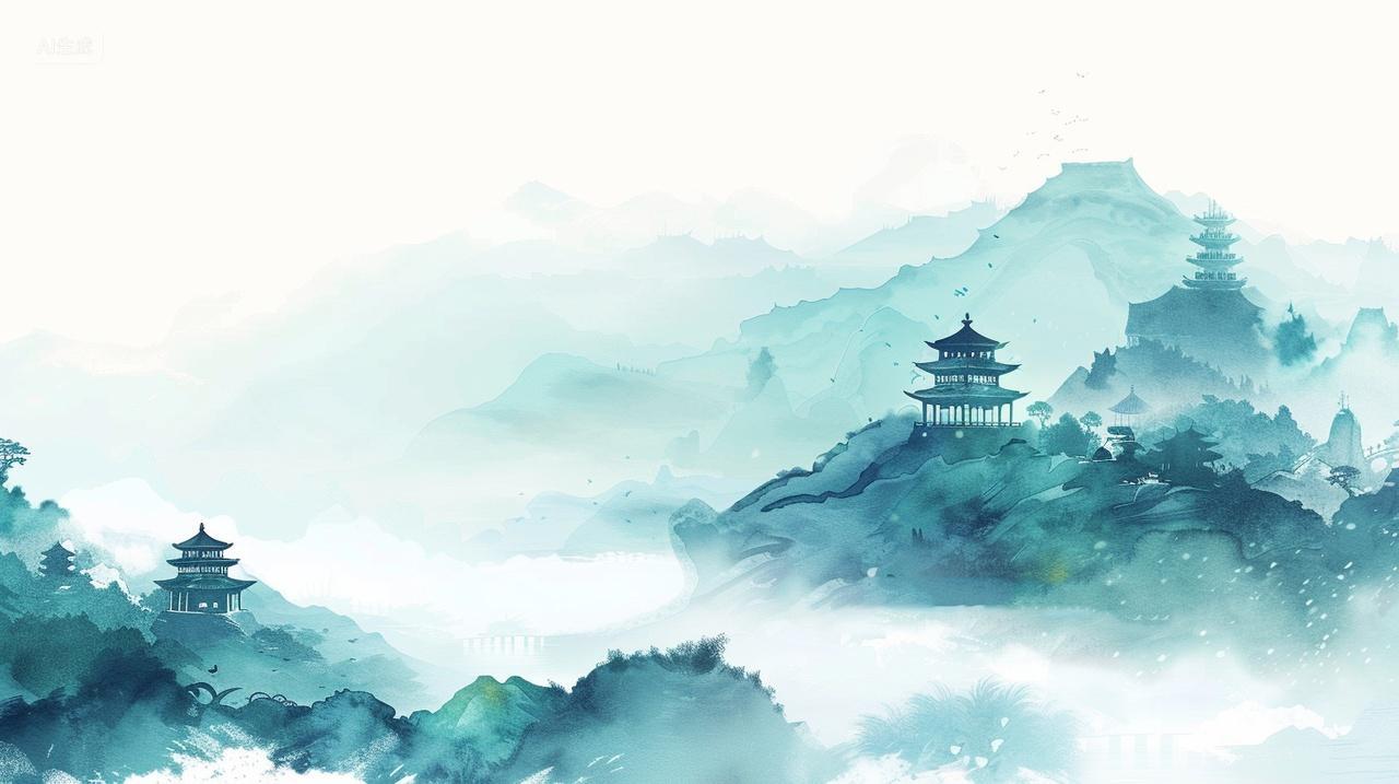 古风水墨山水背景