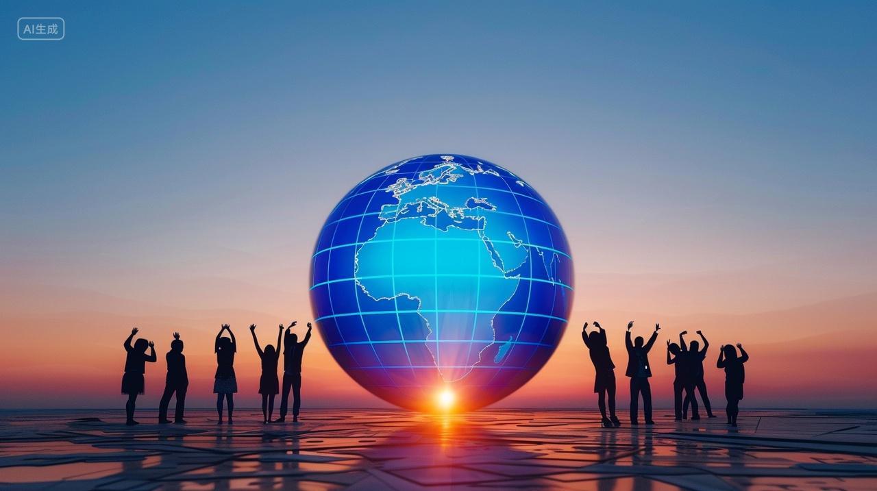 一群人站在地球下