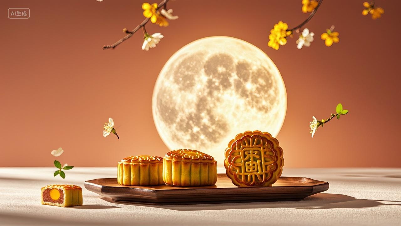 月色下的精致中秋月饼八月十五中秋节