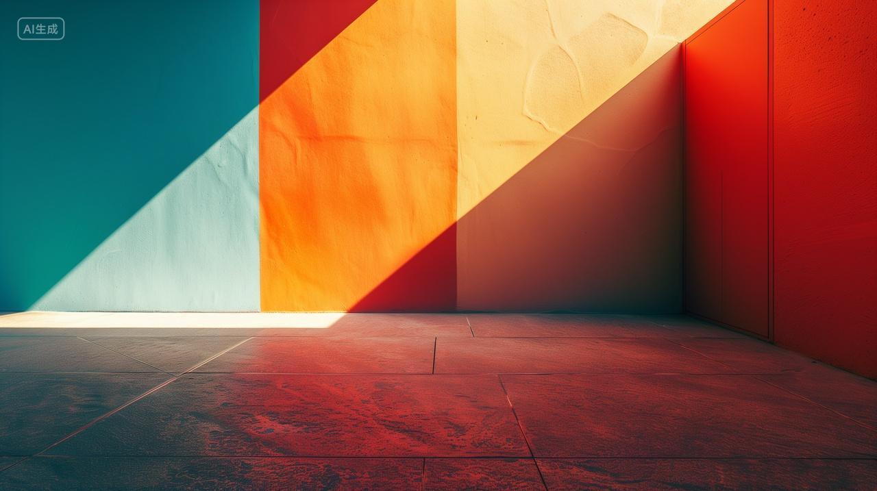 室内空间阳光创意彩色墙壁暗角