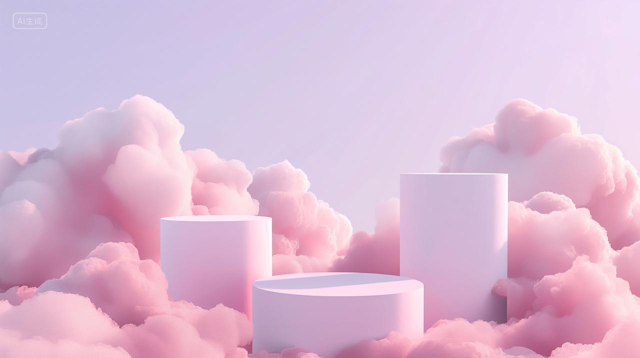 3D渲染粉色电商展台促销背景