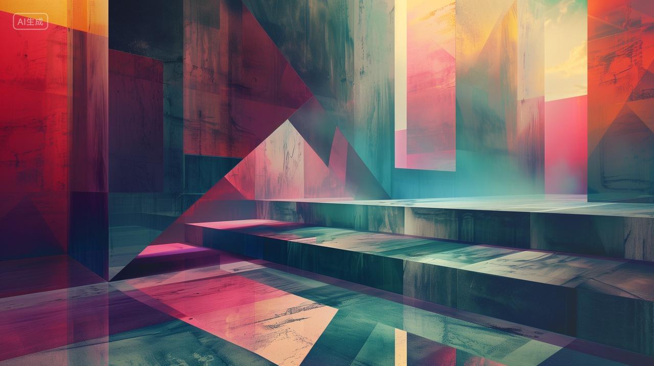 创意背景图视觉错差的多彩空间封面图