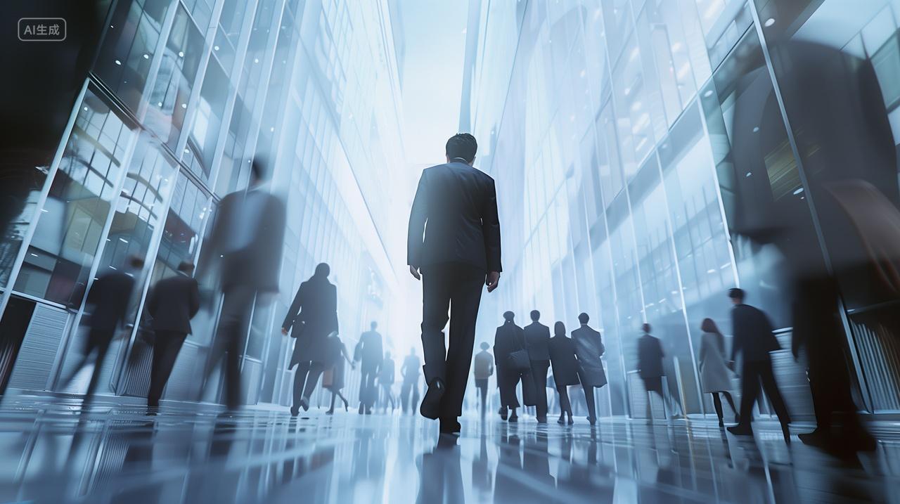 白领上班族商务人士背影商务城市建筑写字楼