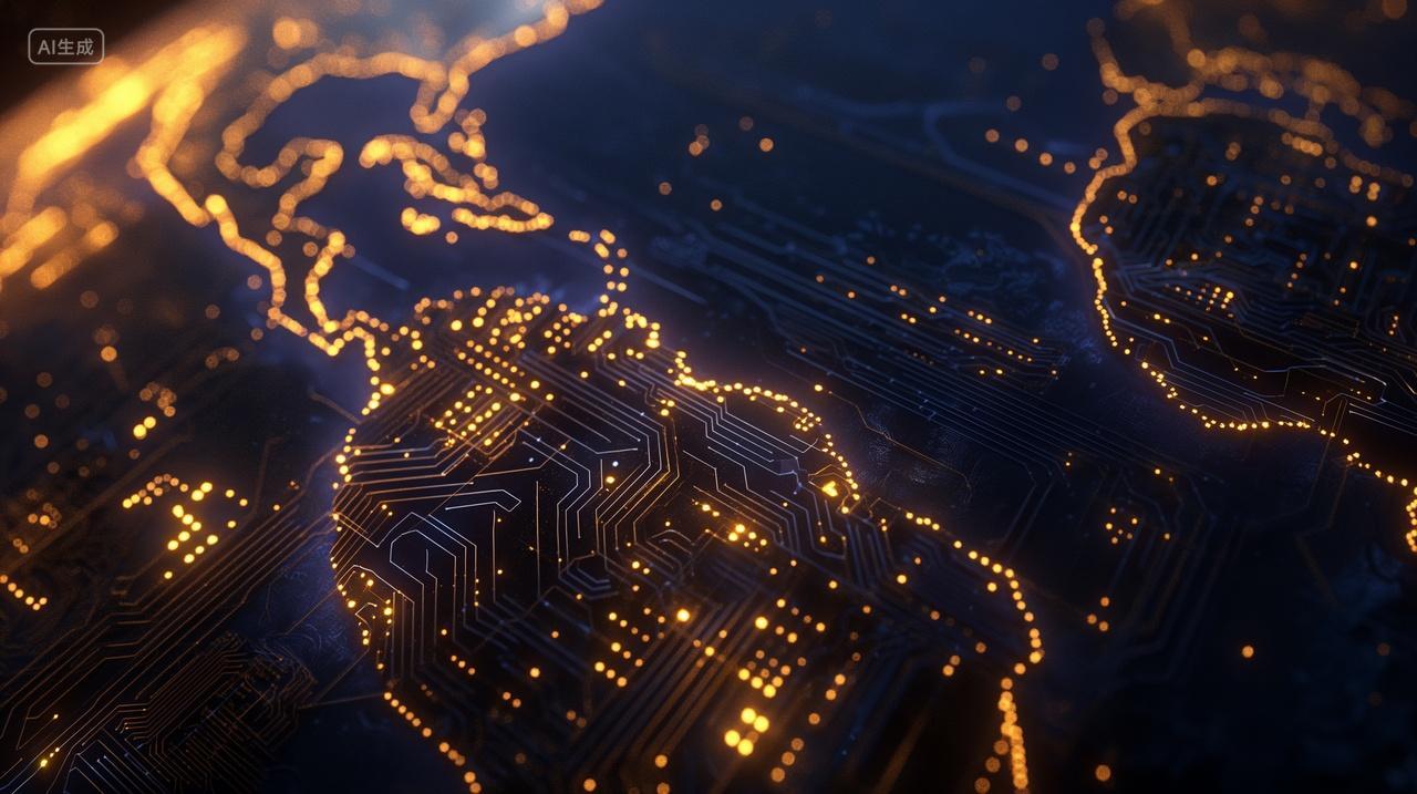 商务电子电路板特写电脑芯片